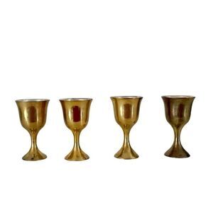 Indian brass goblet glasses - set of 4